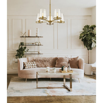 5 Light Chandelier, Rubbed Brass