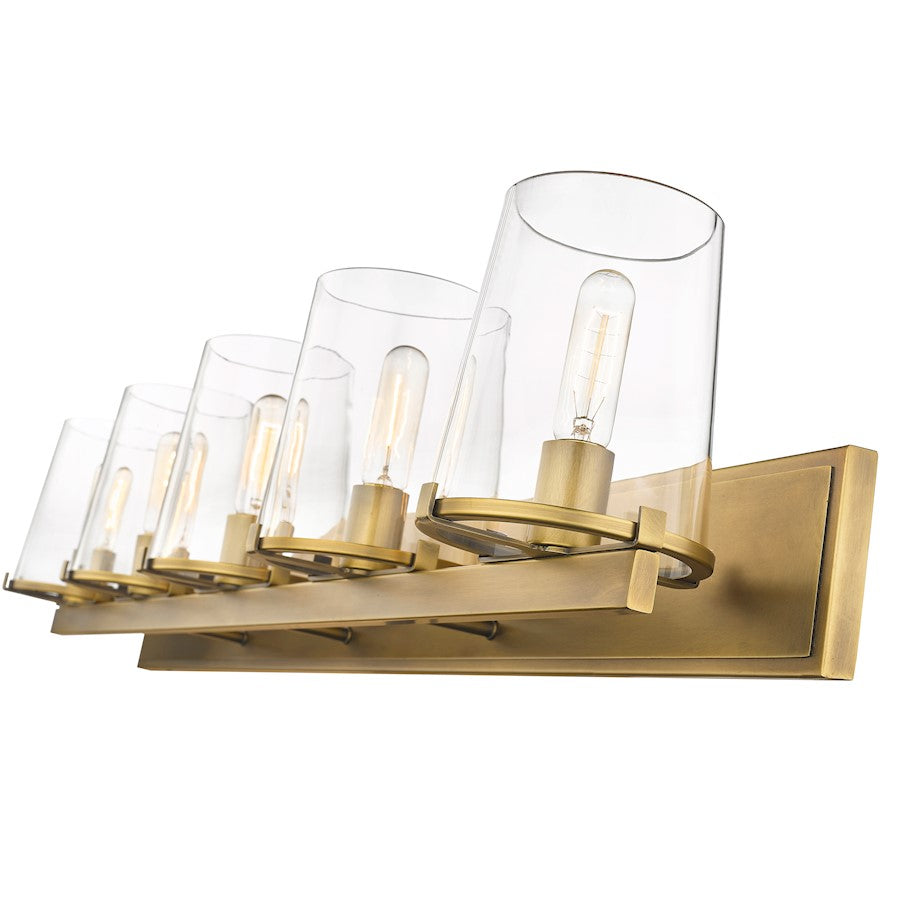 5 Light Bathroom Vanity Light, Rubbed Brass