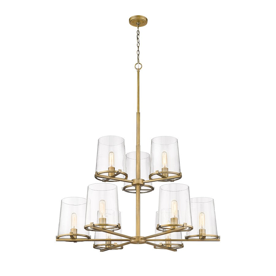 Z-Lite Callista 9 Light Chandelier, Rubbed Brass/Clear - 3032-9RB