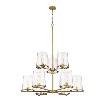 Z-Lite Callista 9 Light Chandelier, Rubbed Brass/Clear - 3032-9RB