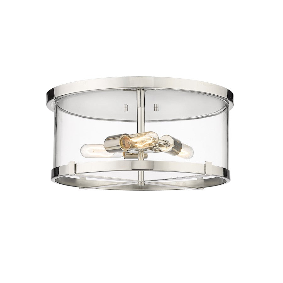 Z-Lite Callista 3 Light Flush Mount in Polished Nickel/Clear - 3032F-PN