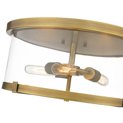 Z-Lite Callista 3 Light Flush Mount, Rubbed Brass/Clear