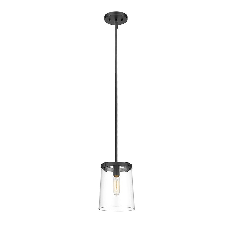 Z-Lite Callista 1 Light Mini Pendant in Matte Black/Clear - 3032MP-MB