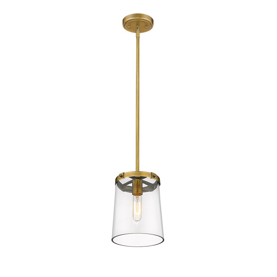 1 Light Mini Pendant, Rubbed Brass