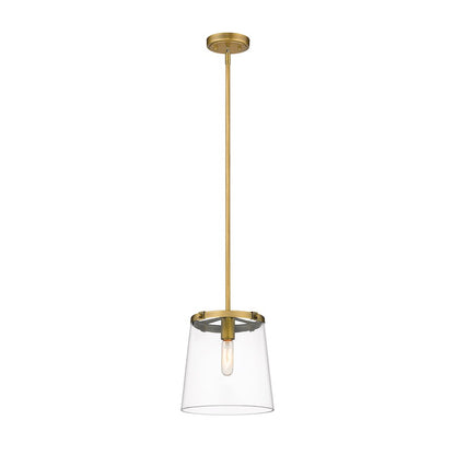 1 Light Pendant, Rubbed Brass/Clear