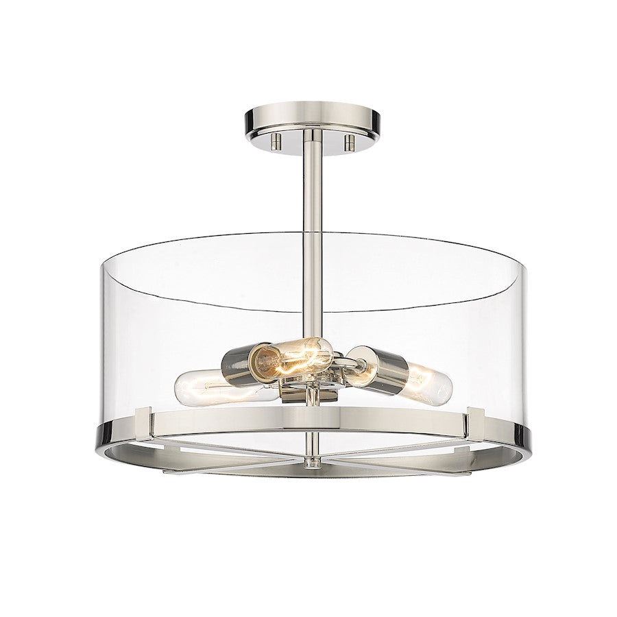 Z-Lite Callista 3 Light Semi Flush Mount in Polished Nickel/Clear - 3032SF-PN