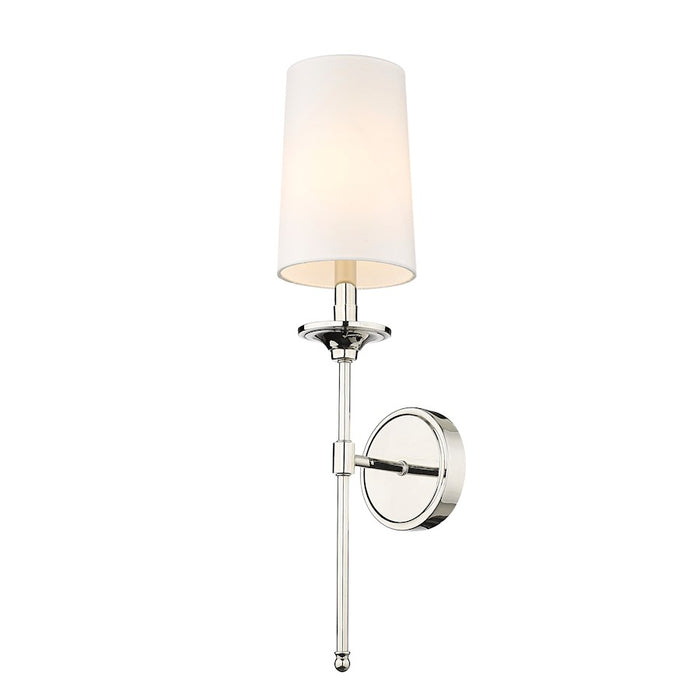 Z-Lite Emily 1 Light Wall Sconce, Polished Nickel/Off White - 3033-1S-PN