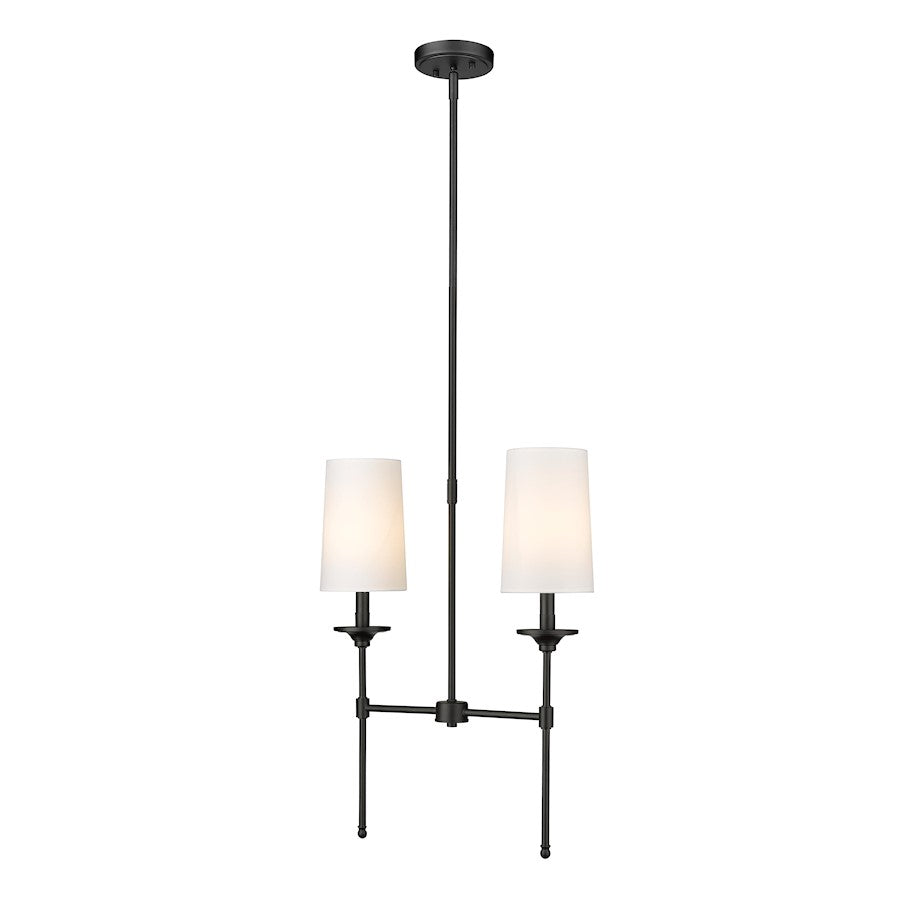 Z-Lite Emily 2 Light Chandelier, Matte Black/Off White - 3033-2L-MB