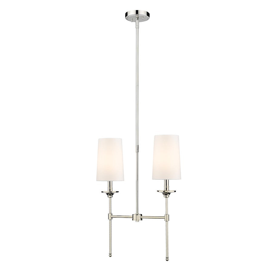 Z-Lite Emily 2 Light Chandelier, Polished Nickel/Off White - 3033-2L-PN