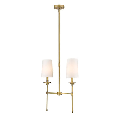 Z-Lite Emily 2 Light Chandelier, Rubbed Brass/Off White - 3033-2L-RB