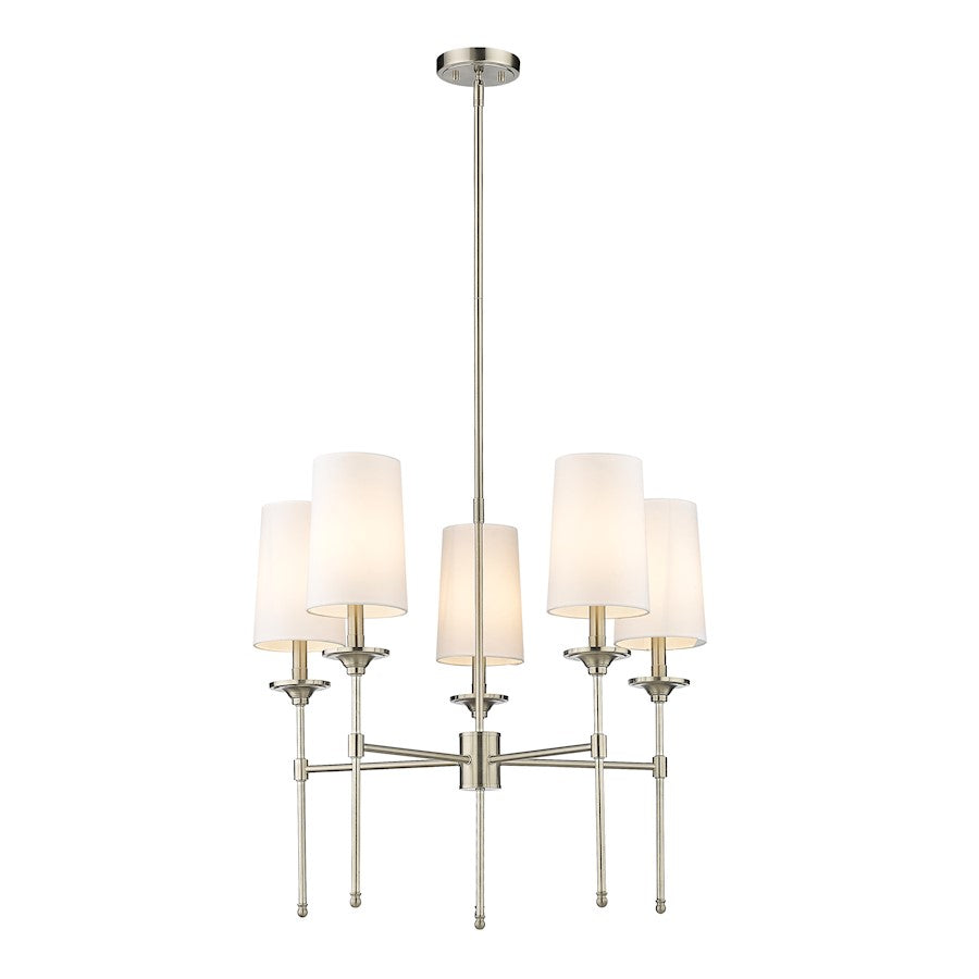 Z-Lite Emily 5 Light Chandelier in Brushed Nickel/Off White - 3033-5BN