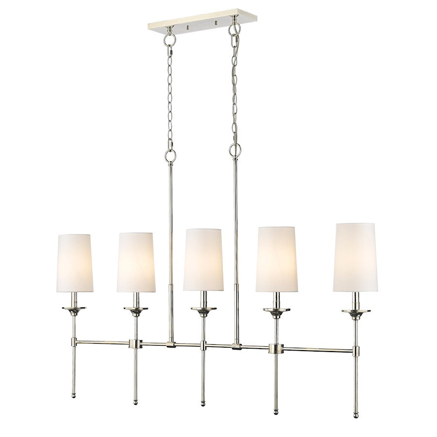 Z-Lite Emily 5 Light Chandelier, Polished Nickel/Off White - 3033-5L-PN