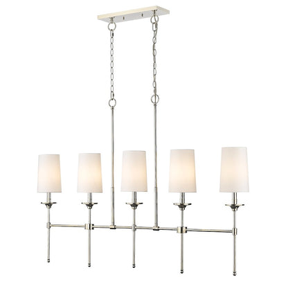 Z-Lite Emily 5 Light Chandelier, Polished Nickel/Off White - 3033-5L-PN