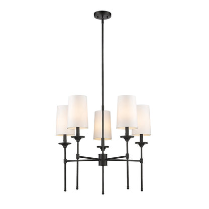 Z-Lite Emily 5 Light Chandelier in Matte Black/Off White - 3033-5MB