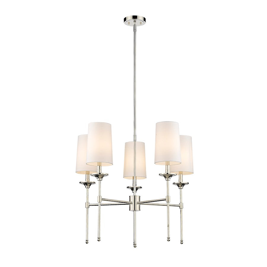 Z-Lite Emily 5 Light Chandelier in Polished Nickel/Off White - 3033-5PN