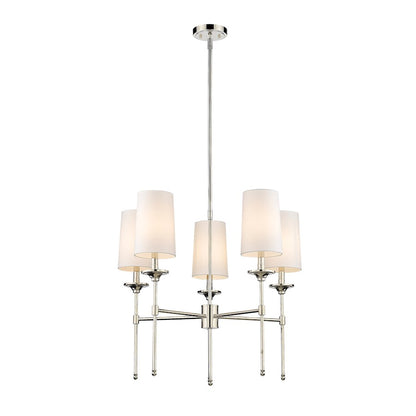 Z-Lite Emily 5 Light Chandelier in Polished Nickel/Off White - 3033-5PN