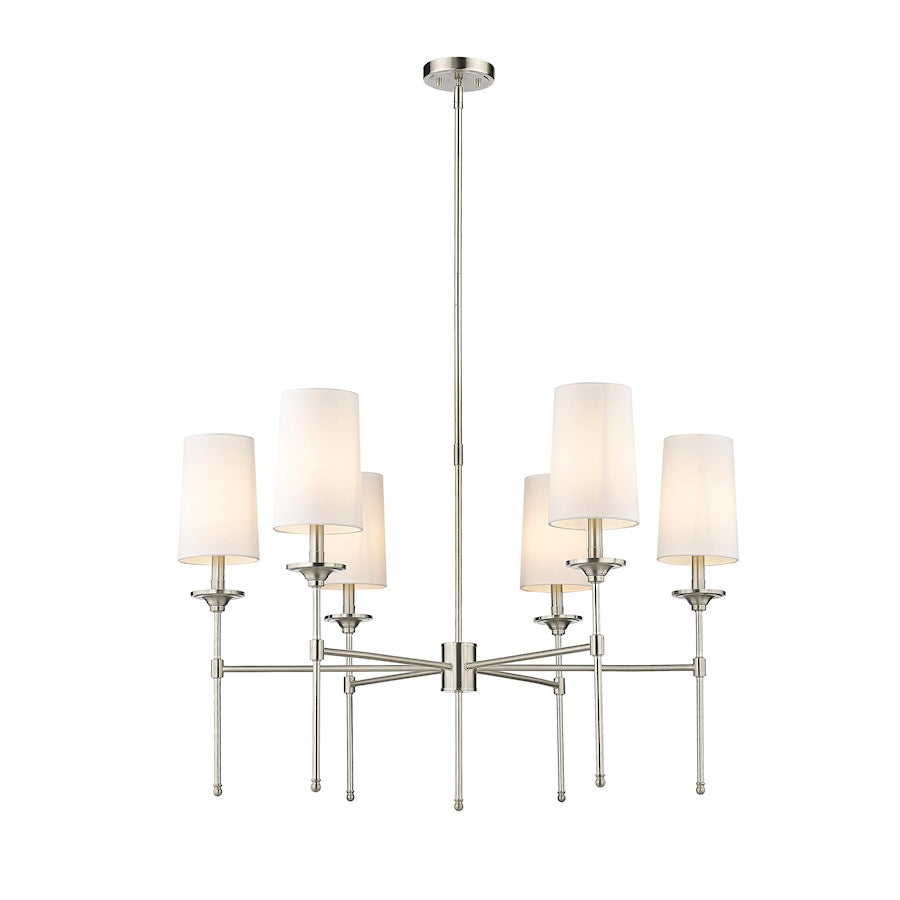 Z-Lite Emily 6 Light Chandelier in Brushed Nickel/Off White - 3033-6BN