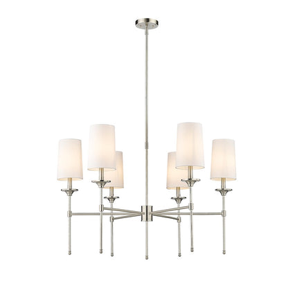 Z-Lite Emily 6 Light Chandelier in Brushed Nickel/Off White - 3033-6BN