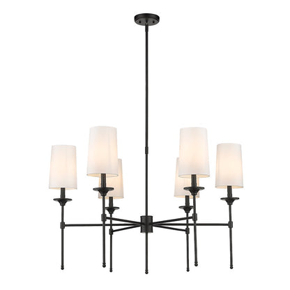 Z-Lite Emily 6 Light Chandelier in Matte Black/Off White - 3033-6MB