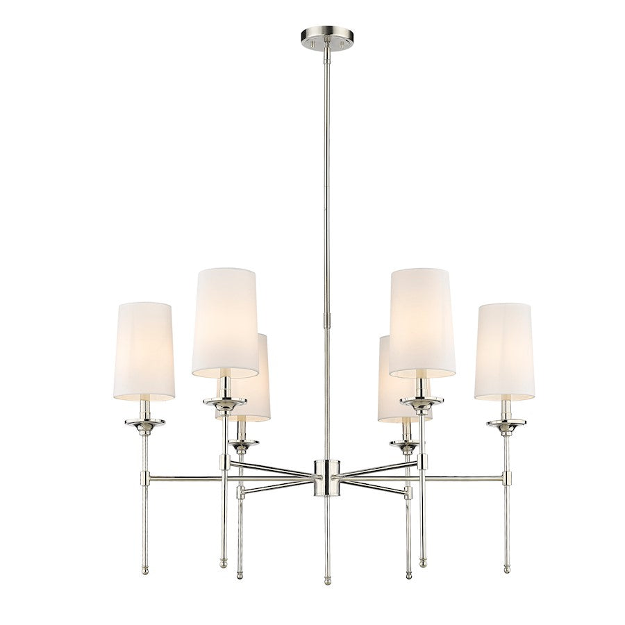 Z-Lite Emily 6 Light Chandelier in Polished Nickel/Off White - 3033-6PN