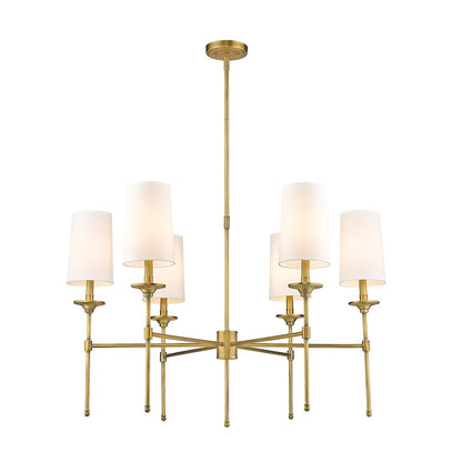 Z-Lite Emily 6 Light Chandelier, Rubbed Brass/Off White - 3033-6RB