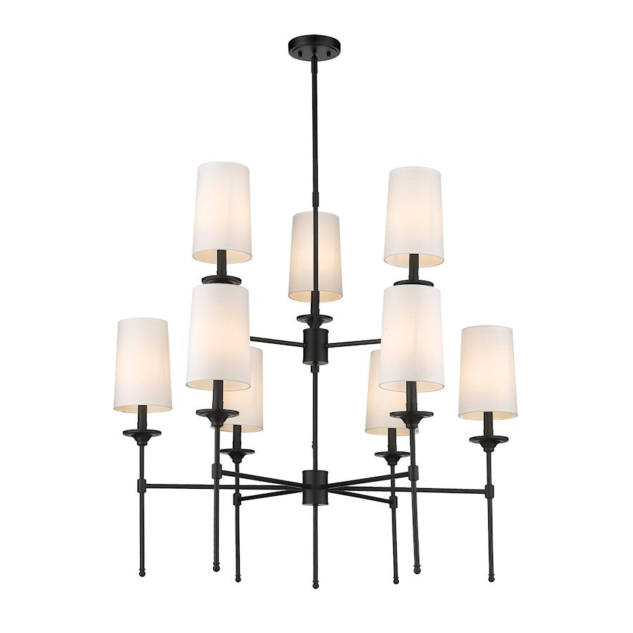 Z-Lite Emily 9 Light Chandelier in Matte Black/Off White - 3033-9MB