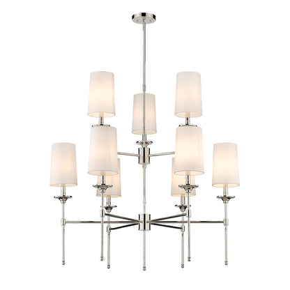 Z-Lite Emily 9 Light Chandelier in Polished Nickel/Off White - 3033-9PN