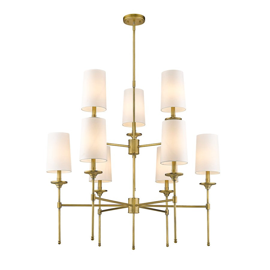 Z-Lite Emily 9 Light Chandelier, Rubbed Brass/Off White - 3033-9RB