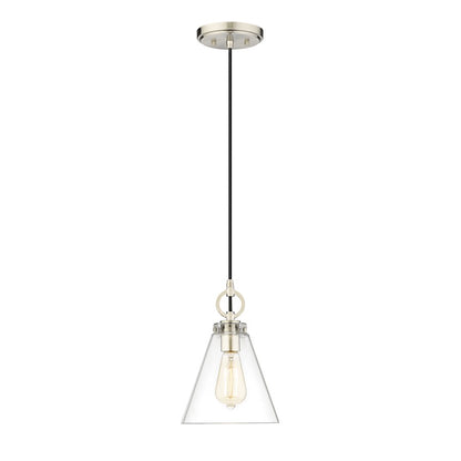 Z-Lite Harper 1 Light 8" Pendant, Brushed Nickel/Clear - 3034P8-BN