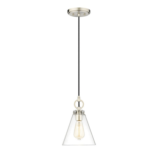 Z-Lite Harper 1 Light 8" Pendant, Brushed Nickel/Clear - 3034P8-BN