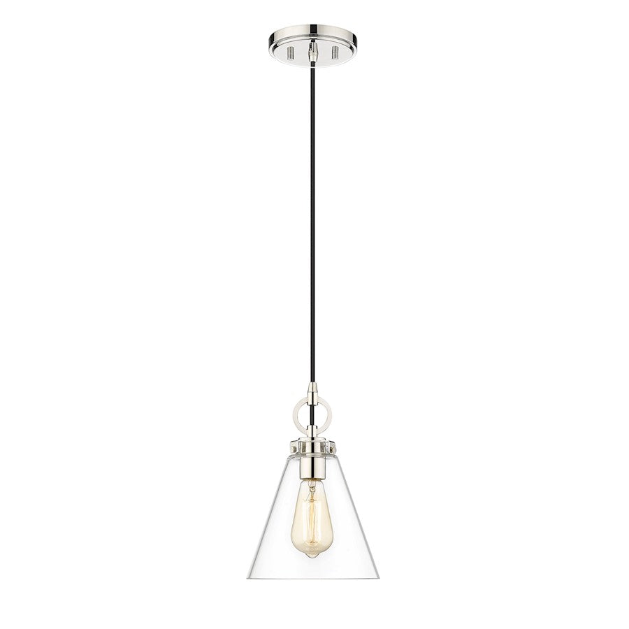 Z-Lite Harper 1 Light 8" Pendant, Polished Nickel/Clear - 3034P8-PN