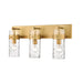 Z-Lite Fontaine 3 Light Vanity, Rubbed Brass/Clear - 3035-3V-RB