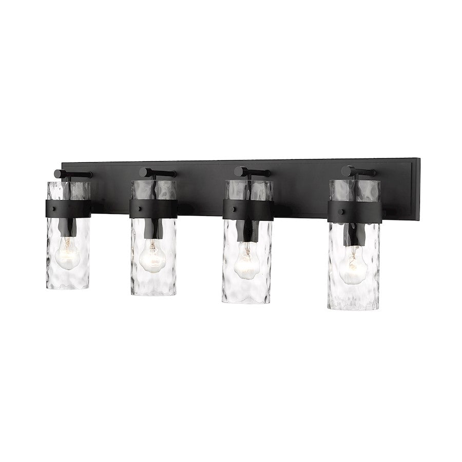 Z-Lite Fontaine 4 Light Vanity, Matte Black/Clear - 3035-4V-MB