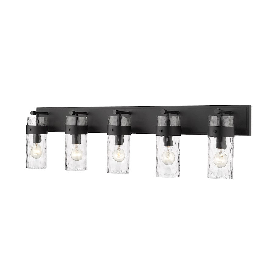 Z-Lite Fontaine 5 Light Vanity, Matte Black/Clear - 3035-5V-MB