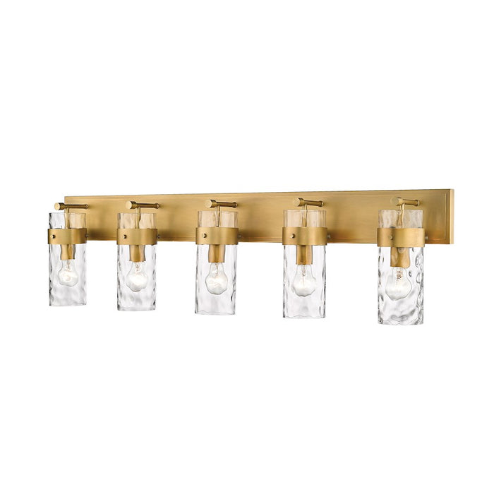 Z-Lite Fontaine 5 Light Vanity, Rubbed Brass/Clear - 3035-5V-RB