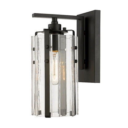 Z-Lite Alverton 1 Light Wall Sconce, Matte Black/Clear - 3036-1S-MB