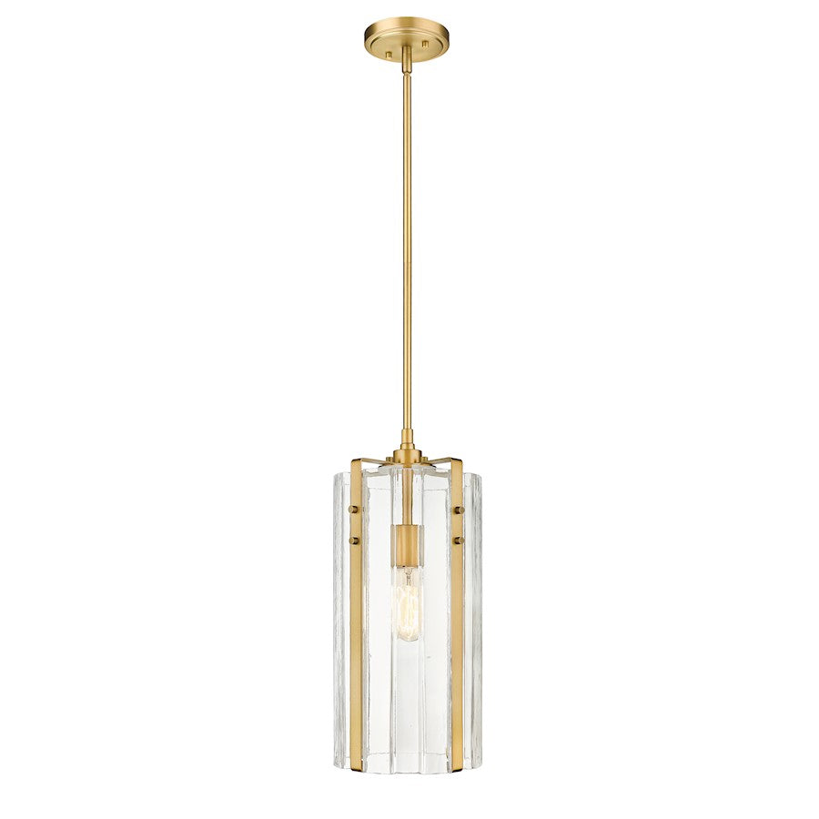 Z-Lite Alverton 1 Light Pendant, Rubbed Brass/Clear - 3036P8-RB