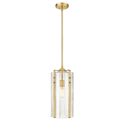 Z-Lite Alverton 1 Light Pendant, Rubbed Brass/Clear - 3036P8-RB