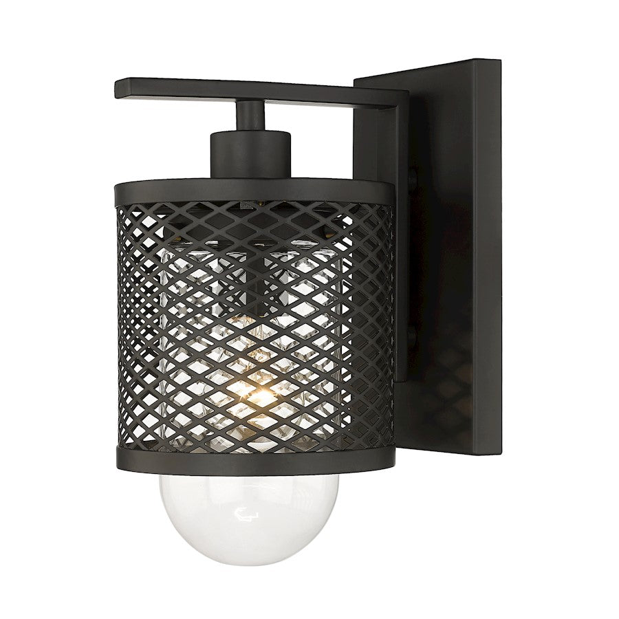 Z-Lite Kipton 1 Light Wall Sconce, Matte Black/Clear - 3037-1S-MB