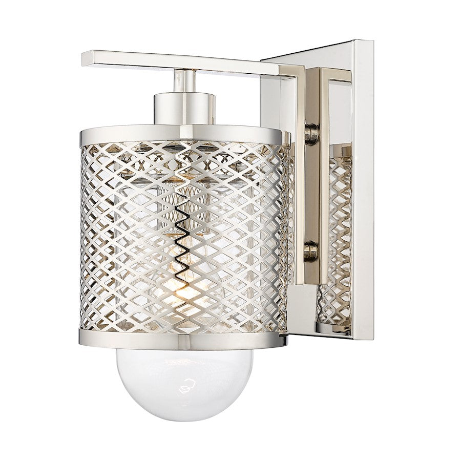 Z-Lite Kipton 1 Light Wall Sconce, Polished Nickel/Clear - 3037-1S-PN