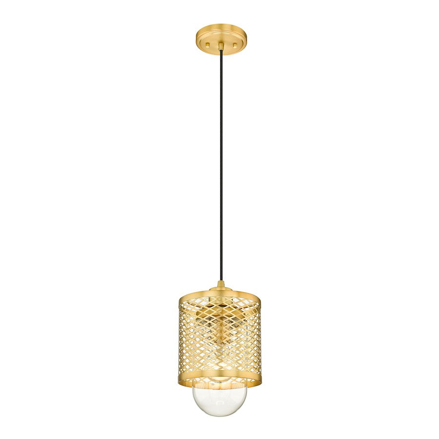 Z-Lite Kipton 1 Light Mini Pendant, Rubbed Brass/Clear - 3037MP-RB