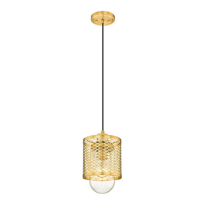 Z-Lite Kipton 1 Light Mini Pendant, Rubbed Brass/Clear - 3037MP-RB