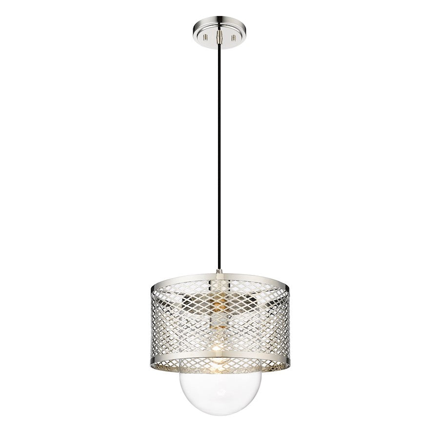 Z-Lite Kipton 1 Light Pendant, Polished Nickel/Clear - 3037P11-PN