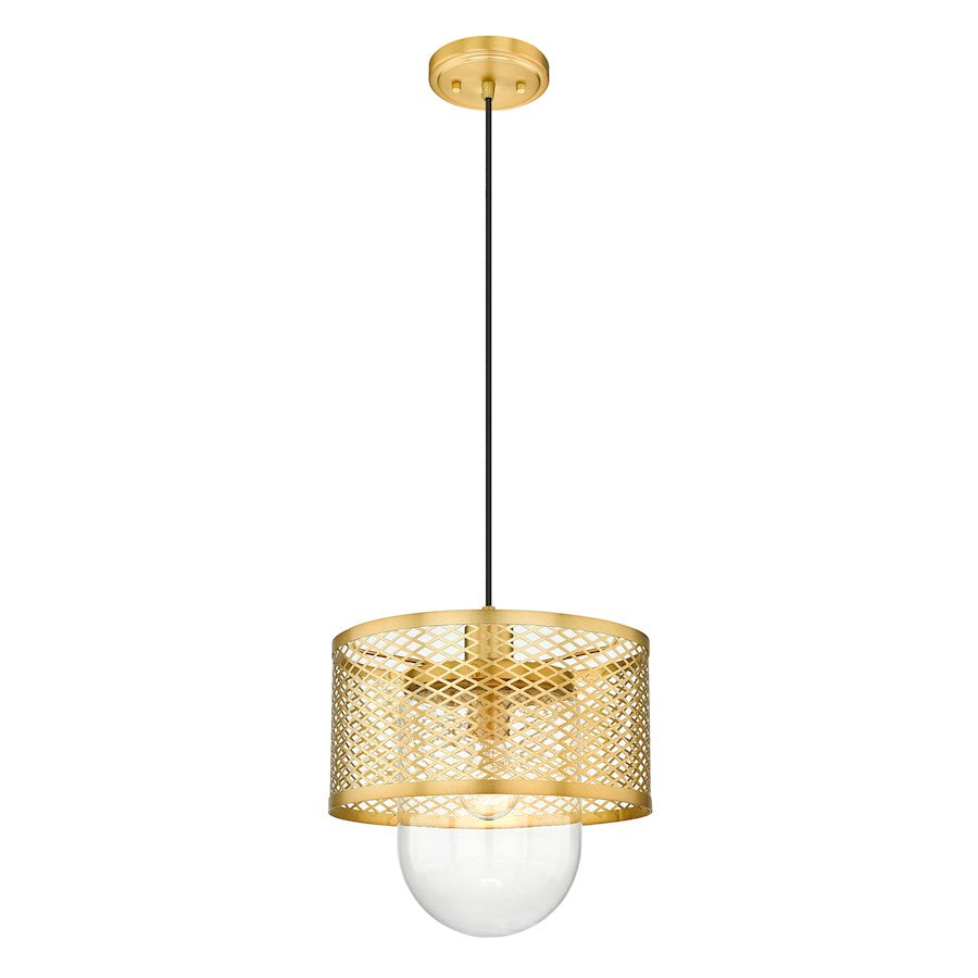 Z-Lite Kipton 1 Light Pendant, Rubbed Brass/Clear - 3037P11-RB