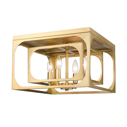 Z-Lite Easton 4 Light Flush Mount, Rubbed Brass/Rubbed Brass - 3038F-RB