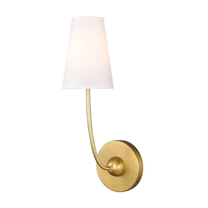 Z-Lite Shannon 1 Light Wall Sconce, Rubbed Brass/White - 3040-1S-RB