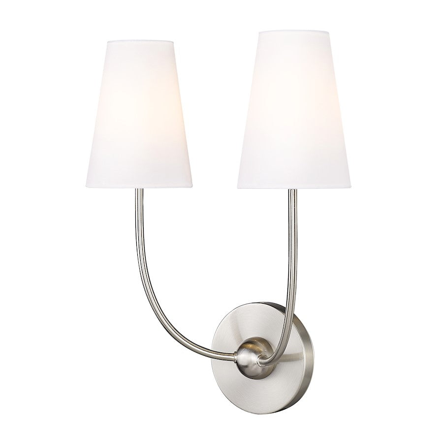 Z-Lite Shannon 2 Light Wall Sconce, Brushed Nickel/White - 3040-2S-BN