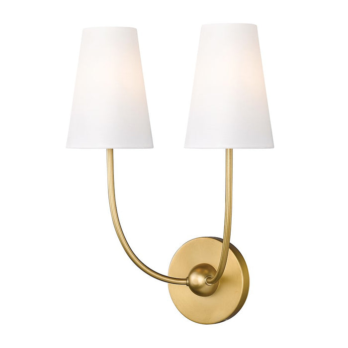 Z-Lite Shannon 2 Light Wall Sconce, Rubbed Brass/White - 3040-2S-RB