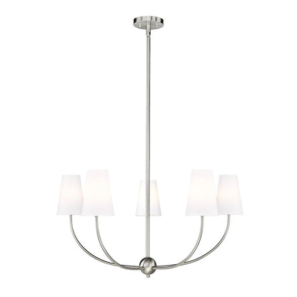 Z-Lite Shannon 5 Light Chandelier, Brushed Nickel/White - 3040-32BN