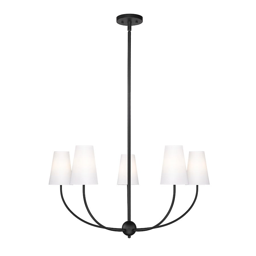 Z-Lite Shannon 5 Light Chandelier, Matte Black/White - 3040-32MB